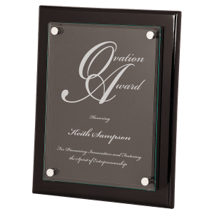 9" x 12" Black Piano Finish Floating Glass Plaque