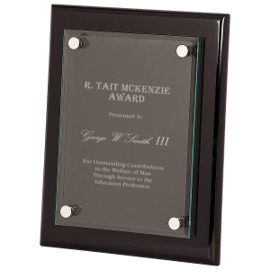 10 1/2" x 13" Black Piano Finish Floating Glass Plaque