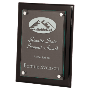 8" x 10" Black Piano Finish Floating Glass Plaque