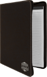 9 1/2" x 12" Black/Silver w/Zipper Laserable Leatherette Portfolio with Notepad