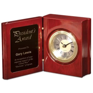 5 3/8" Rosewood Piano Finish Book Clock