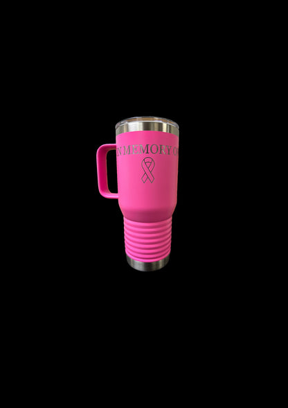 Breast Cancer Awareness tumbler with engraved message