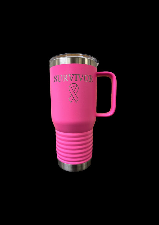 Breast Cancer Awareness tumbler with engraved message