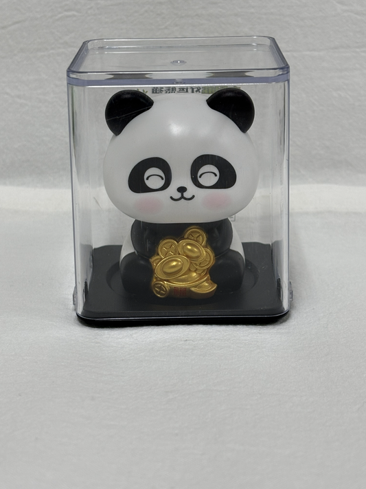 Bobble head panda - eyes closed with coins